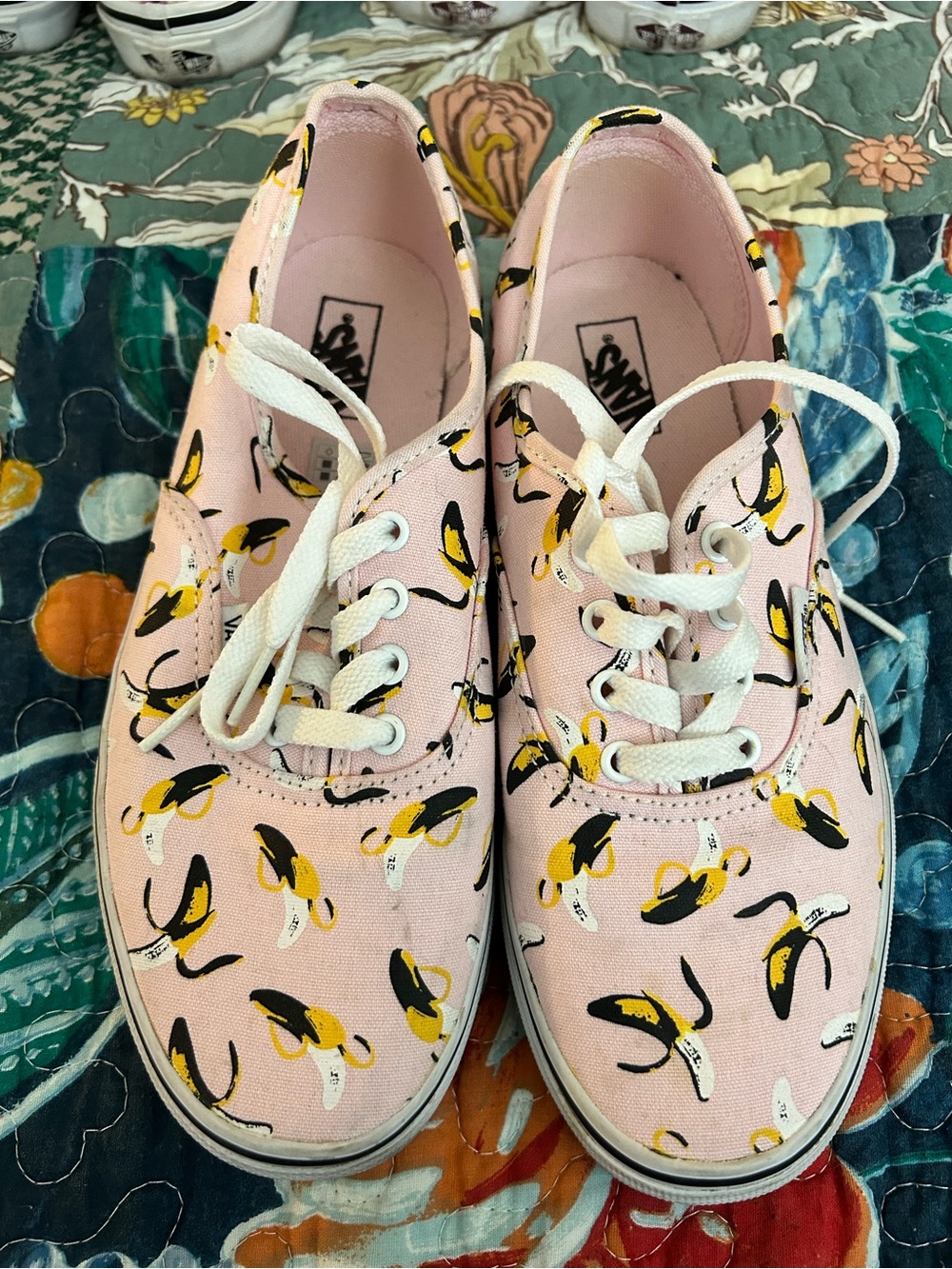 Vans Kids Pink Banana Print Canvas Sneakers